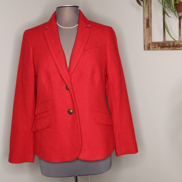 TALBOTS Petites Classic RED 2 Button WOOL Blazer SIZE 12p LIKE NEW Condition! - Picture 1 of 9